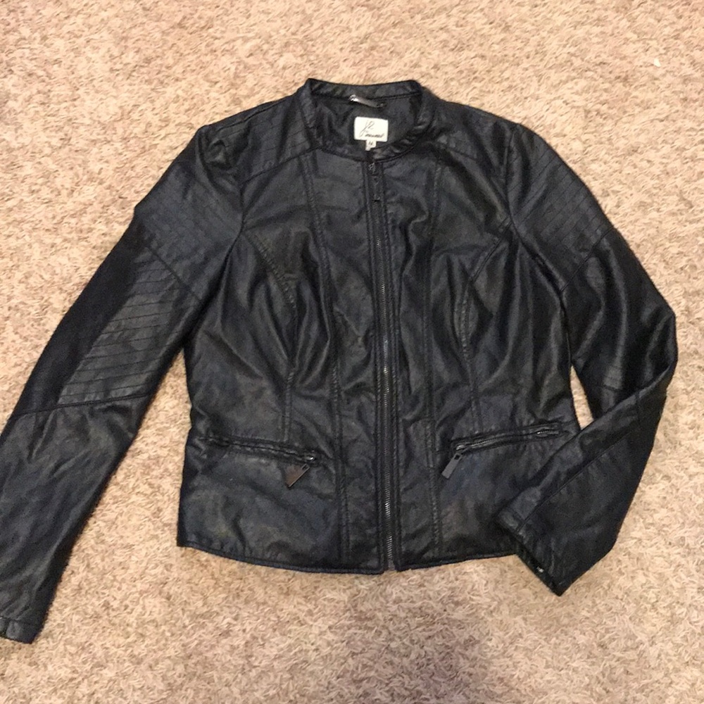 JOU JOU BLACK FAUX LEATHER JACKET